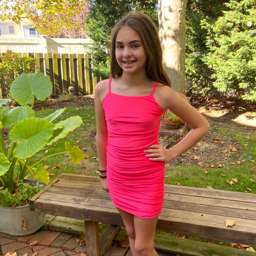 NWT BD Junior Hot Pink Ruched Party Dress Style 381